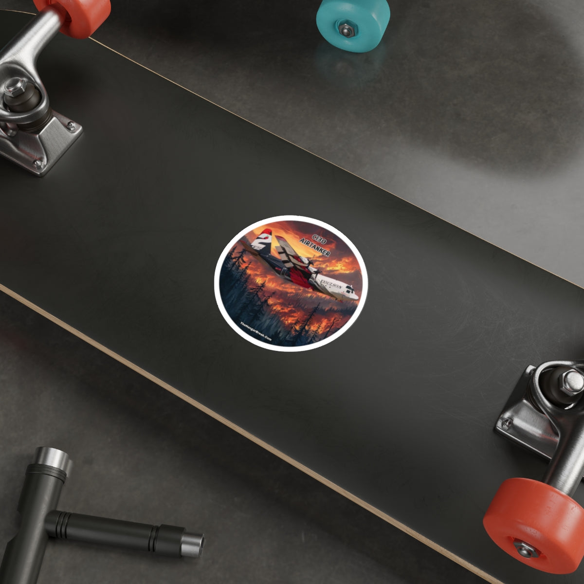 C130 Aerial Firefighter, Round Sticker with Airtanker Design - The Hangar Break