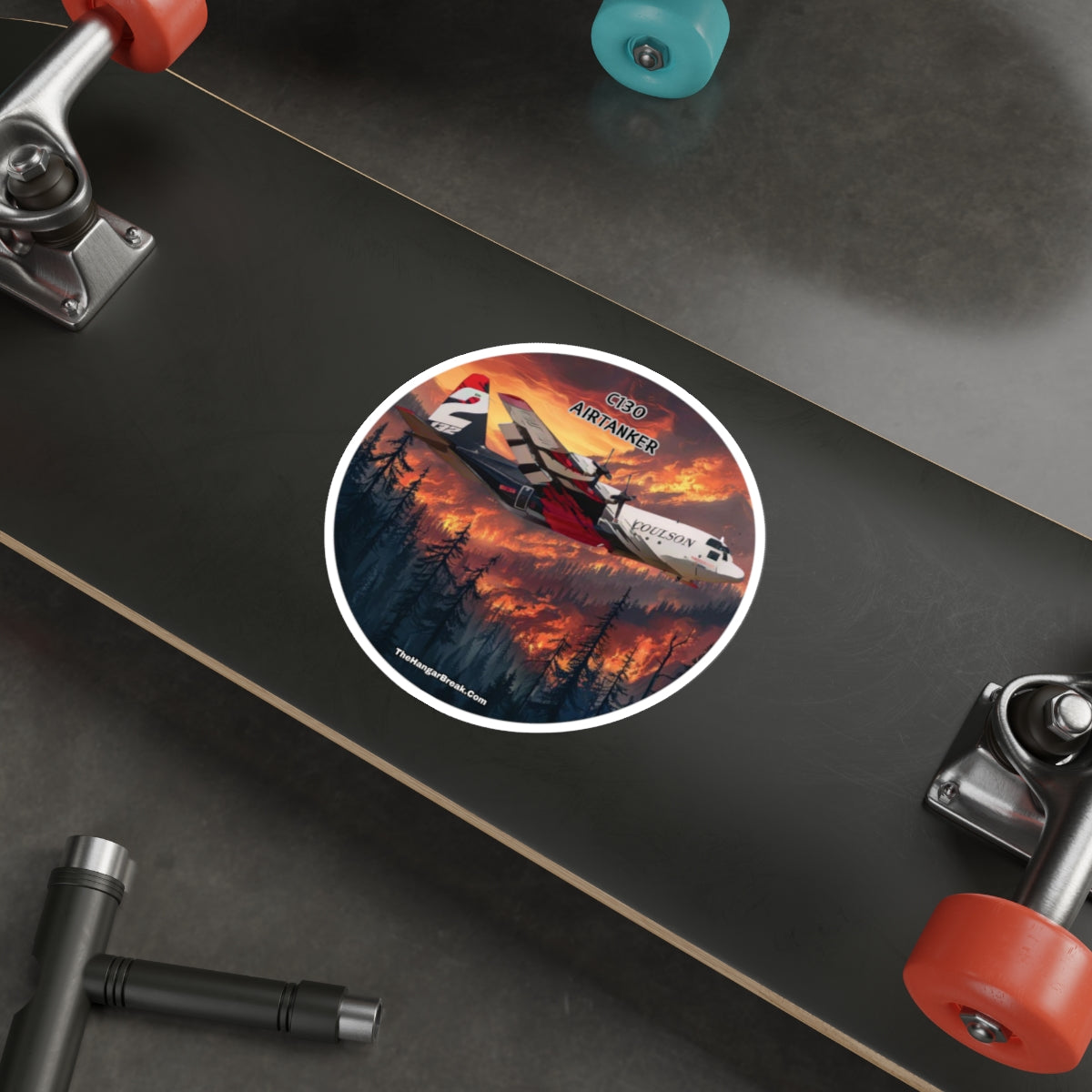 C130 Aerial Firefighter, Round Sticker with Airtanker Design - The Hangar Break