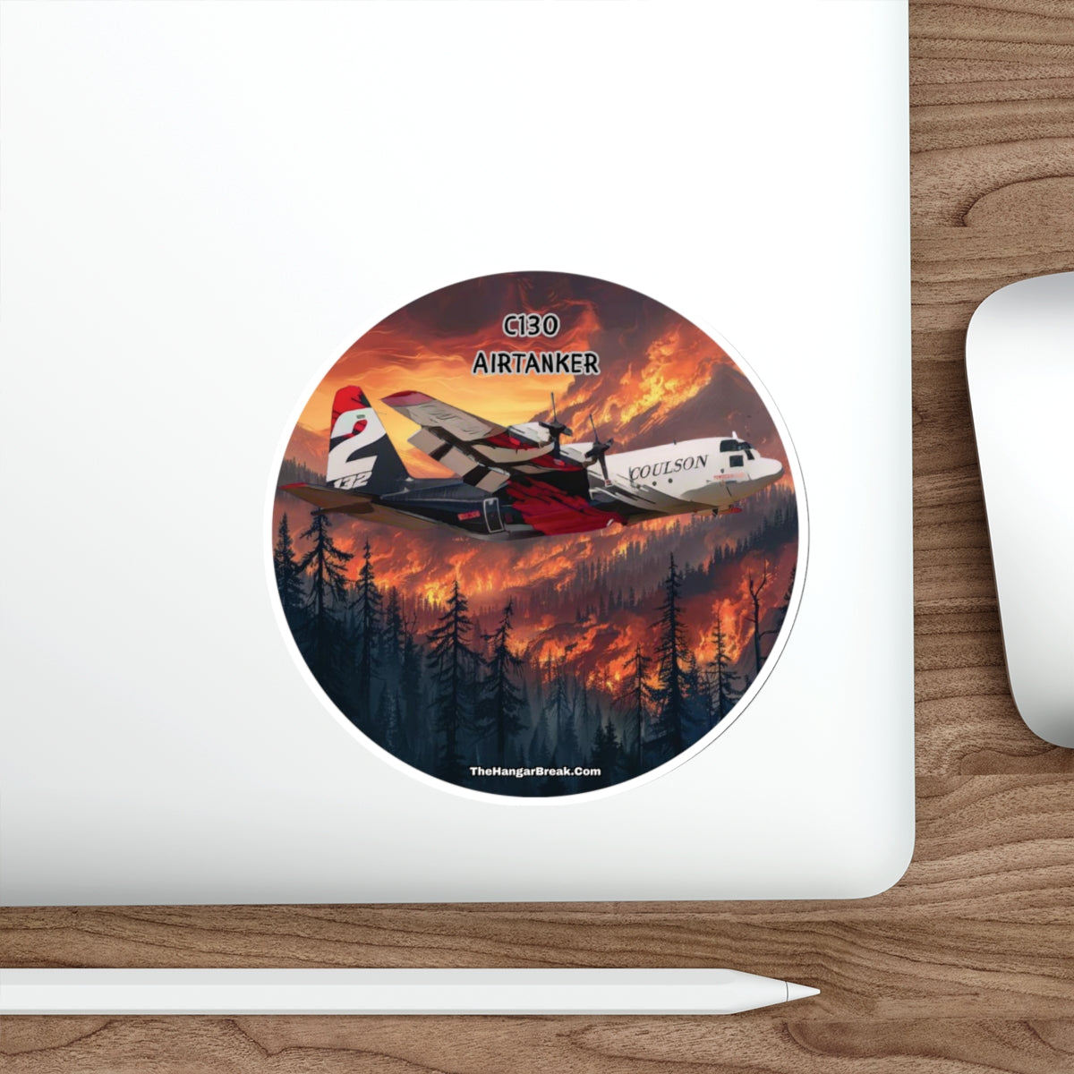 C130 Aerial Firefighter, Round Sticker with Airtanker Design - The Hangar Break