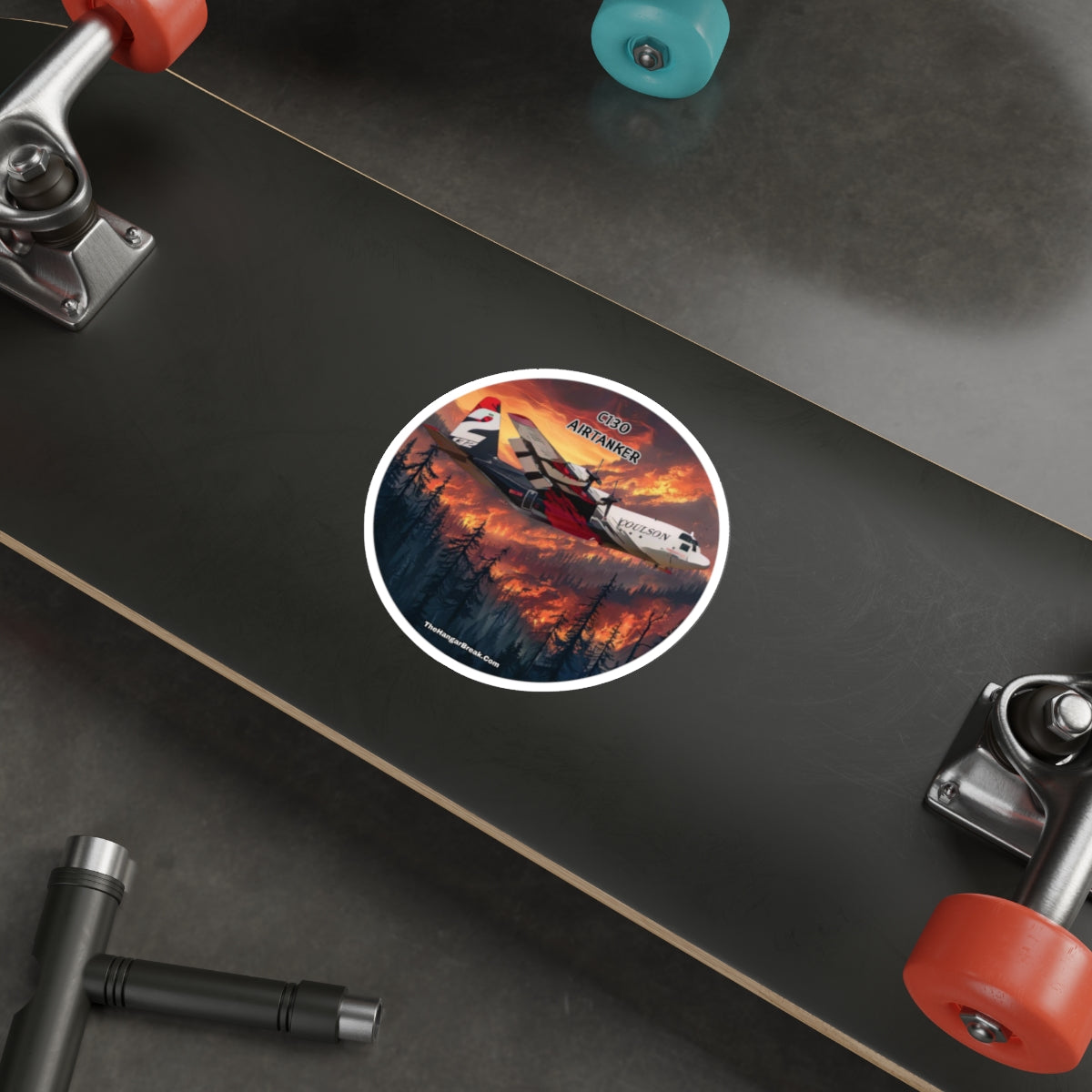 C130 Aerial Firefighter, Round Sticker with Airtanker Design - The Hangar Break
