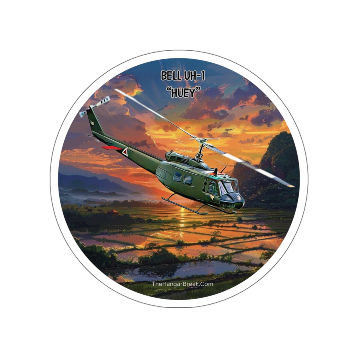 Bell UH-1 Huey Helicopter Vinyl Sticker