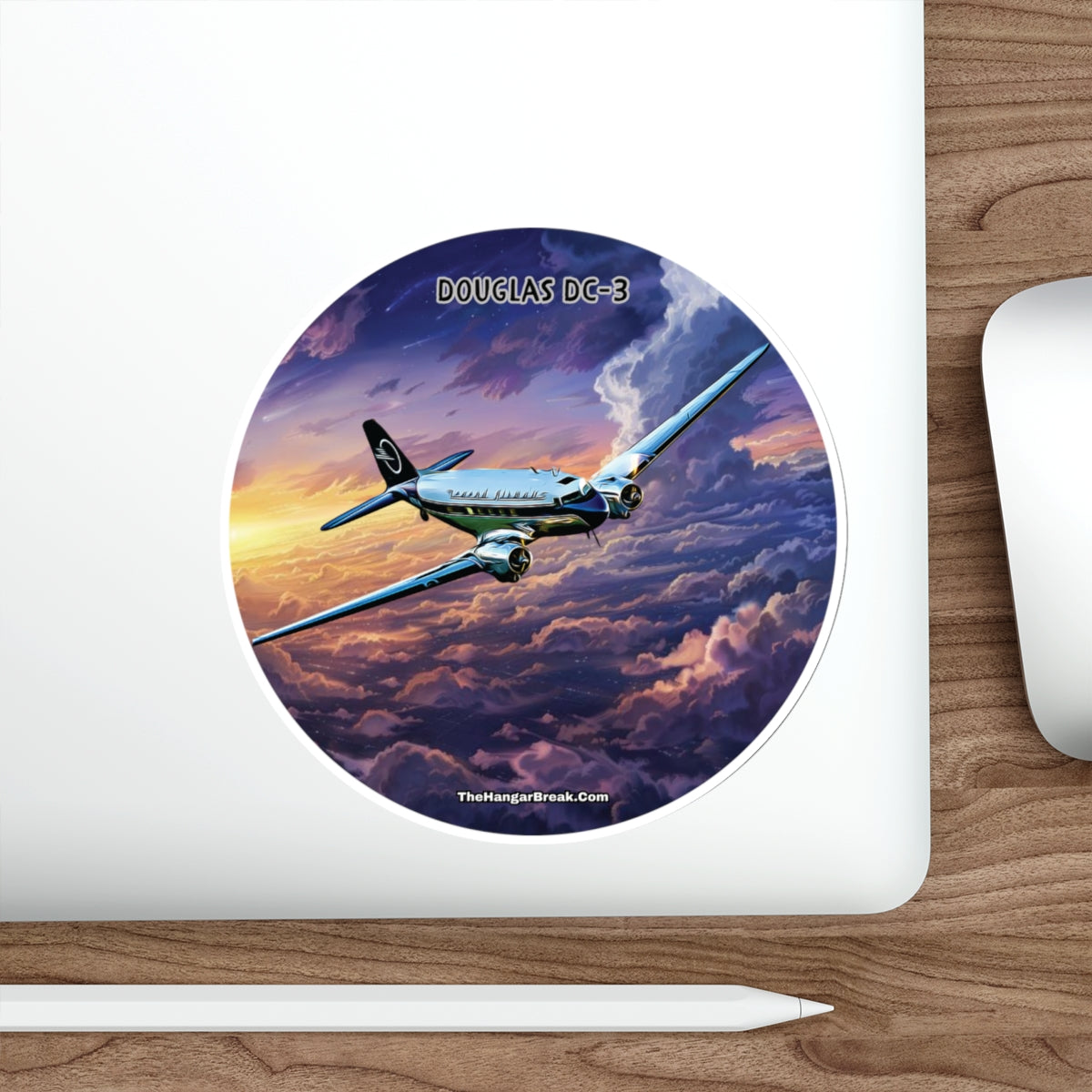 DC-3 Military Airplane Design, Water Bottle Sticker