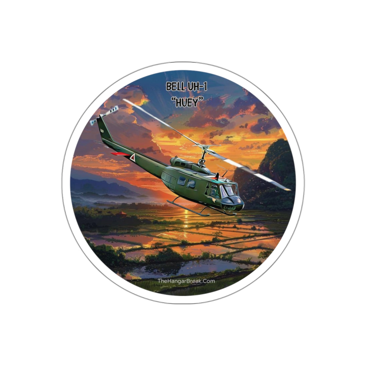 Bell UH-1 Huey Helicopter Vinyl Sticker