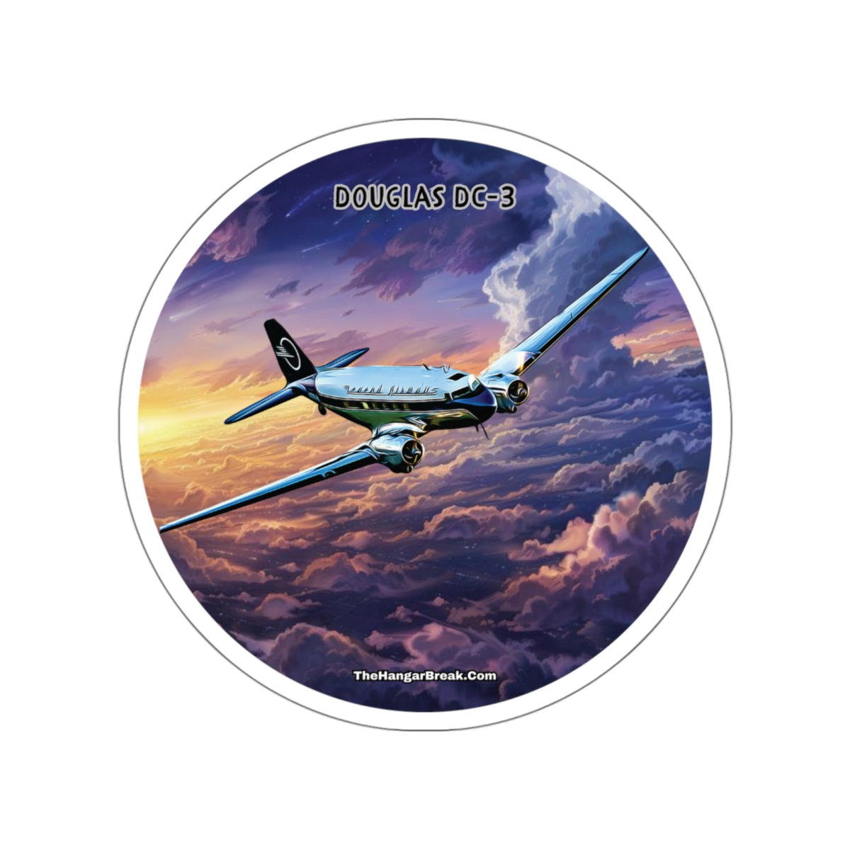 DC-3 Military Airplane Design, Water Bottle Sticker