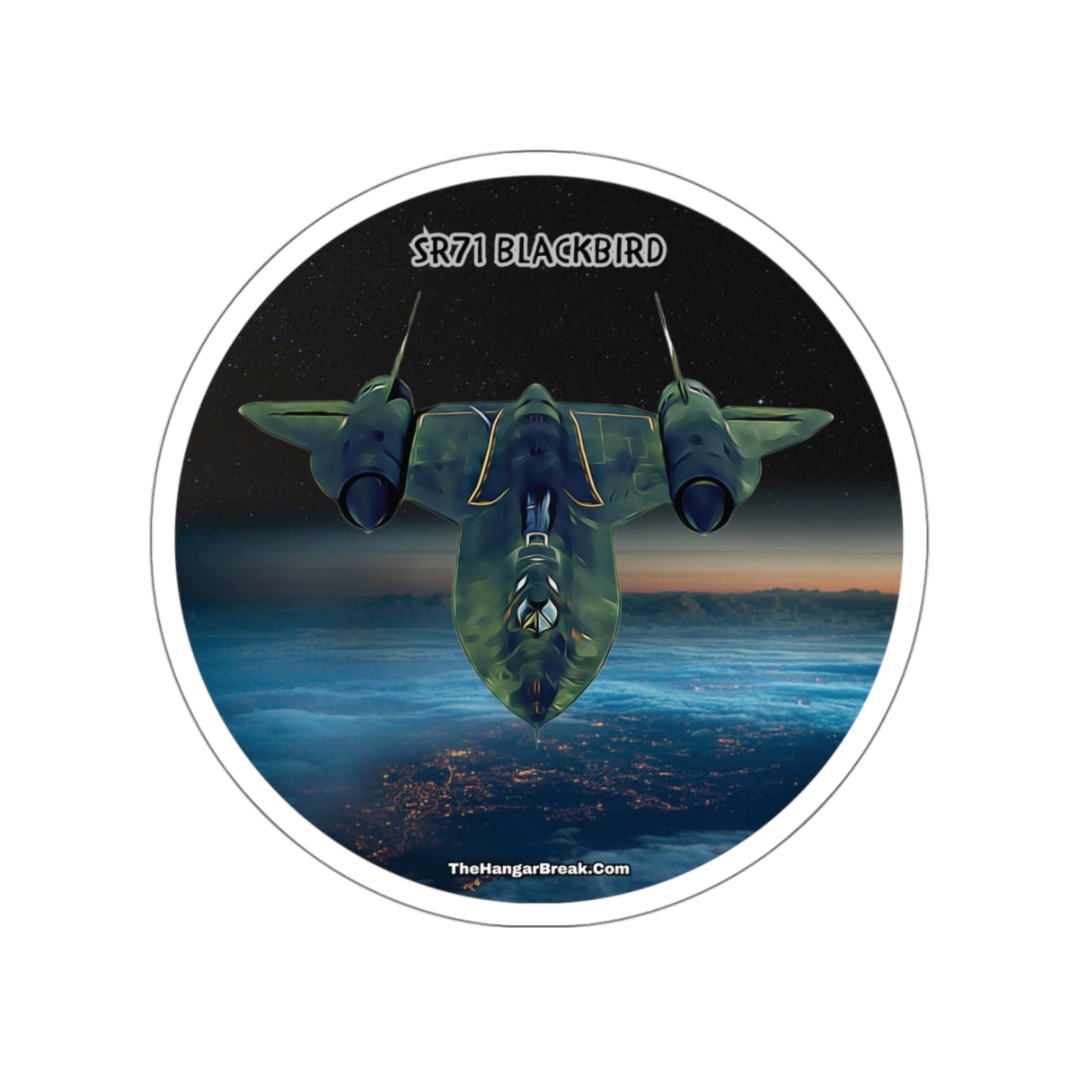 SR71 Blackbird, Round Water Bottle Sticker