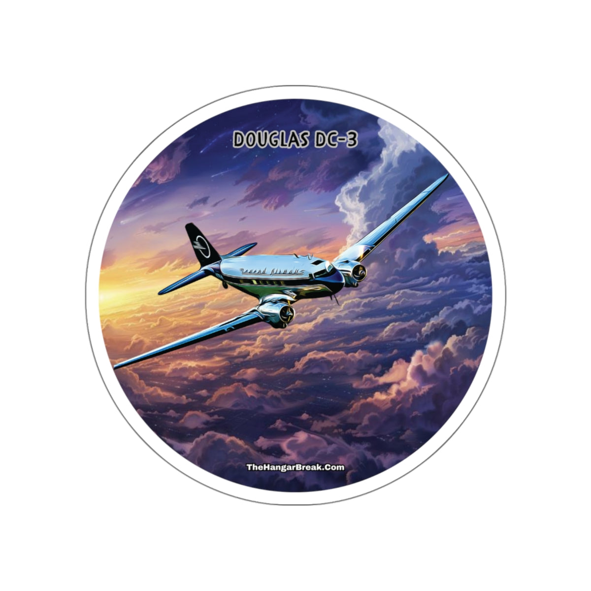 DC-3 Military Airplane Design, Water Bottle Sticker